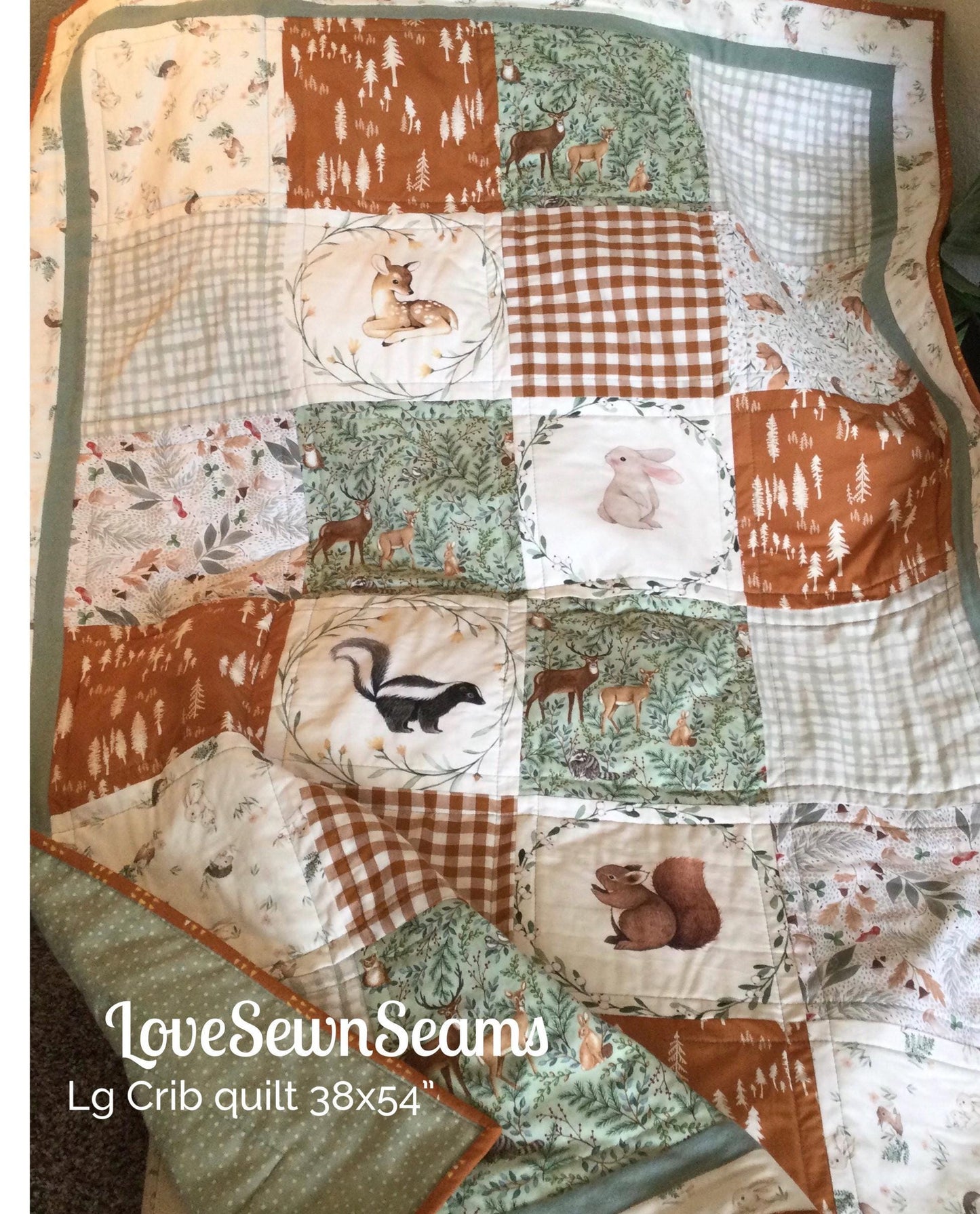 Nutmeg & Sage quilt/Woodland quilt/wildlife quilt/nature quilt