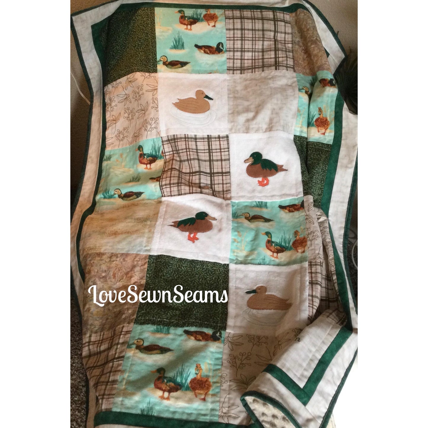 Duck quilt/Mallard ducks/nature quilt/lake quilt