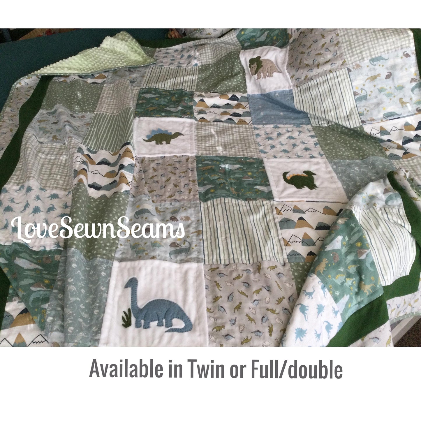 Dino quilt/Sage & Roar/Dinosaur quilt/Many size options