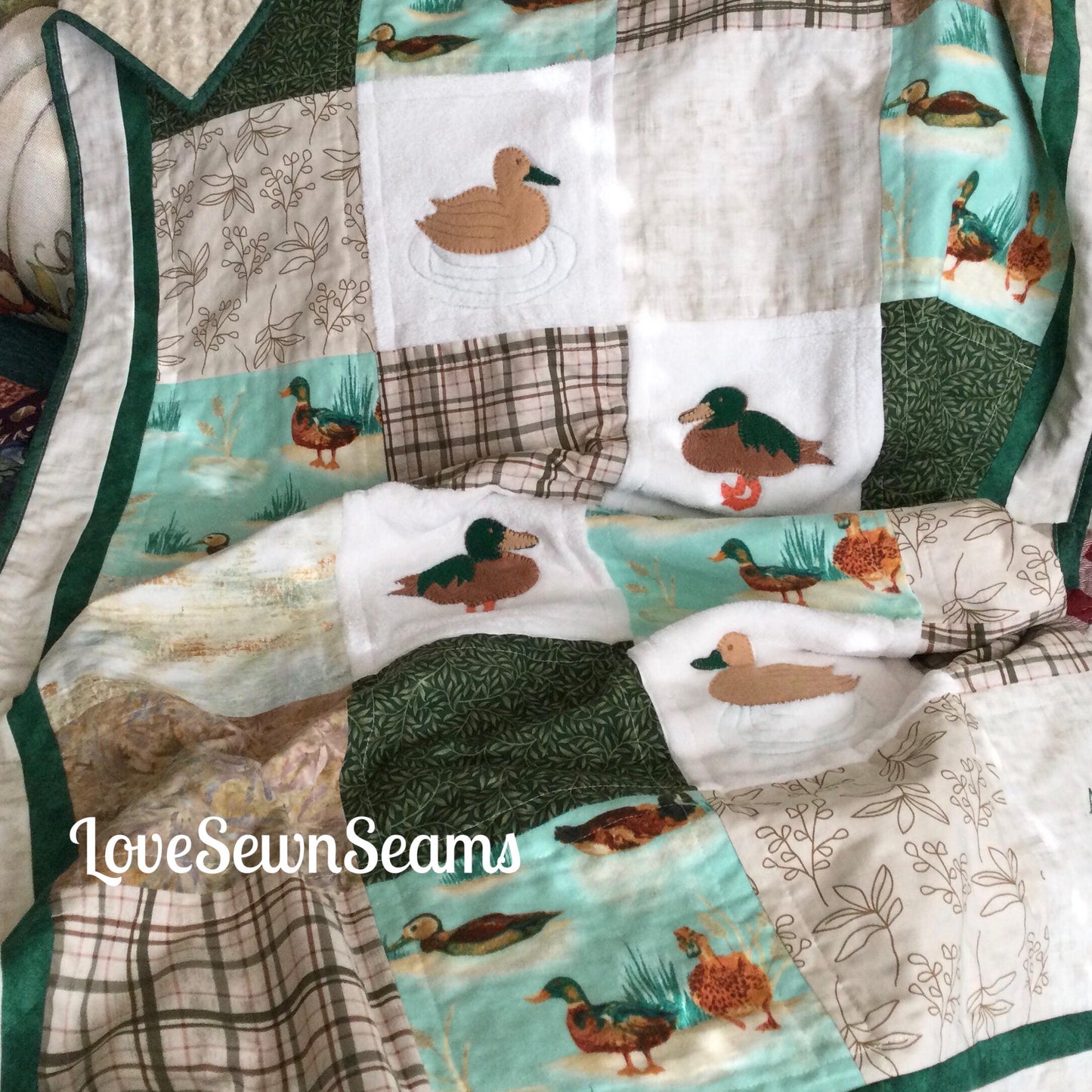 Duck quilt/Mallard ducks/nature quilt/lake quilt