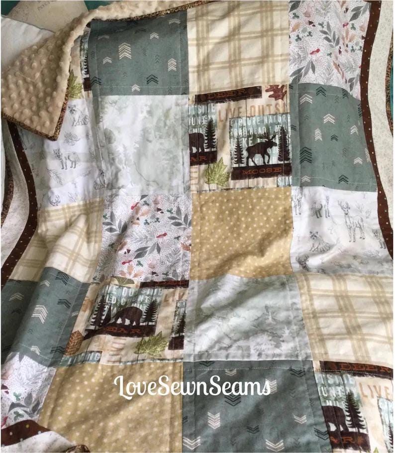 Lodge quilt/Woodland quilt/Moose Bear quilt