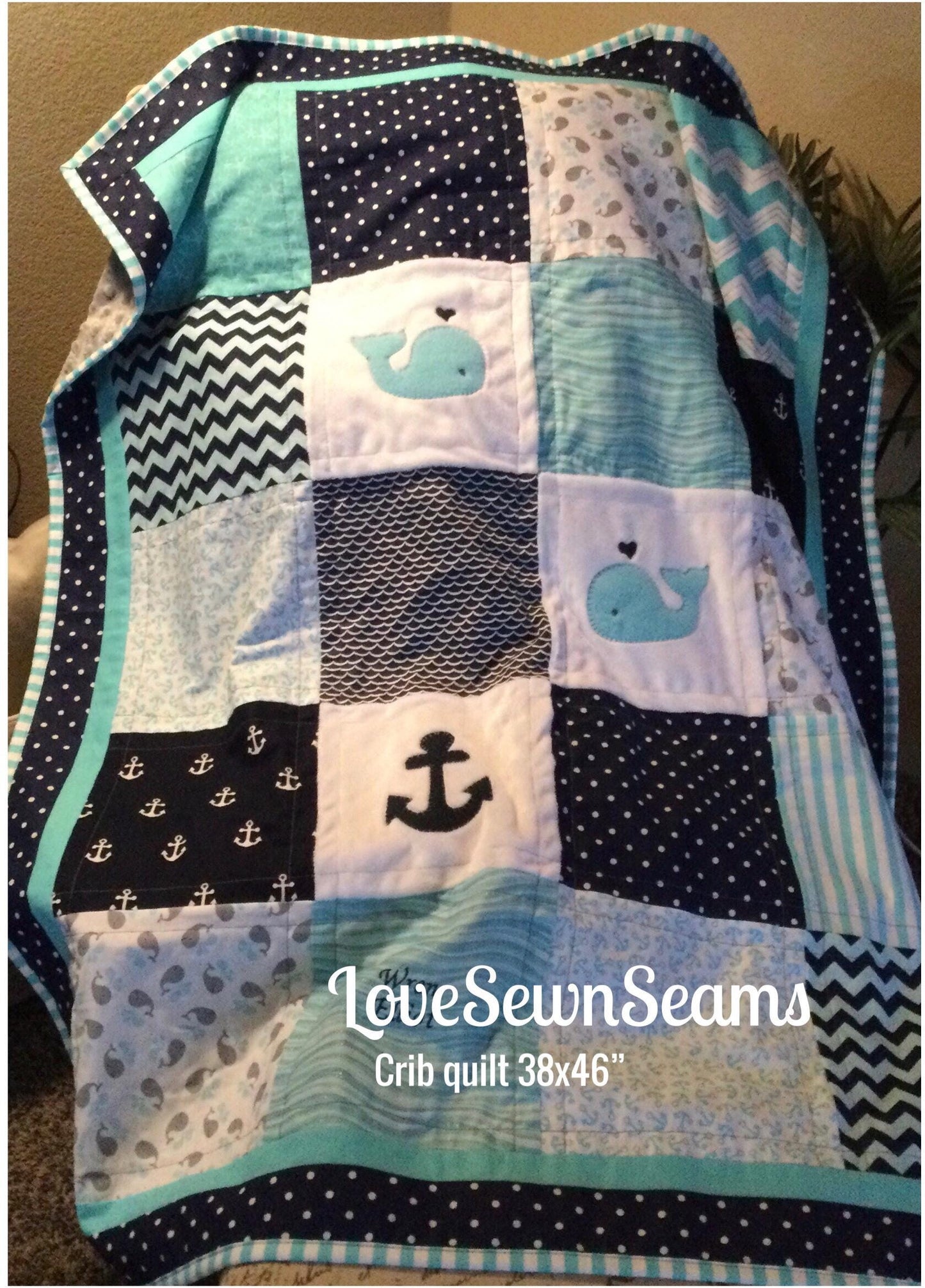Nautical Baby quilt/HANDMADE/Modern baby Quilt/Coastal quilt