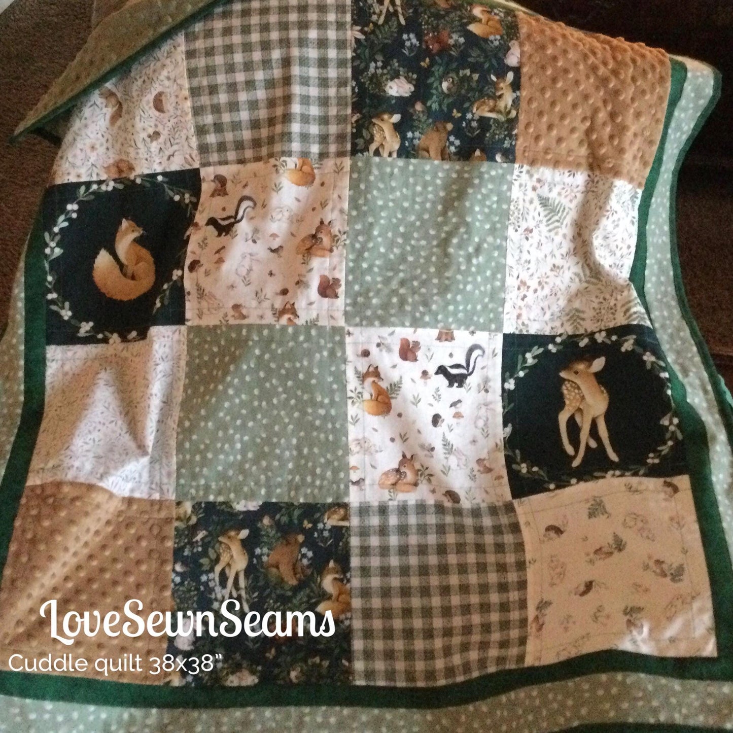 Little fawn & friends quilt/Forest friends quilt/pillow optional