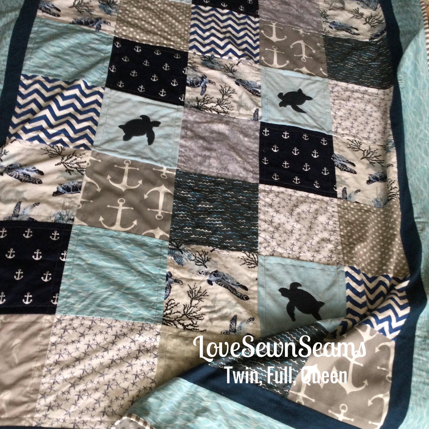 Sea Turtle baby quilt/Modern Sea Turtle quilt/Coastal quilt//Sea Turtle/Minky quilt