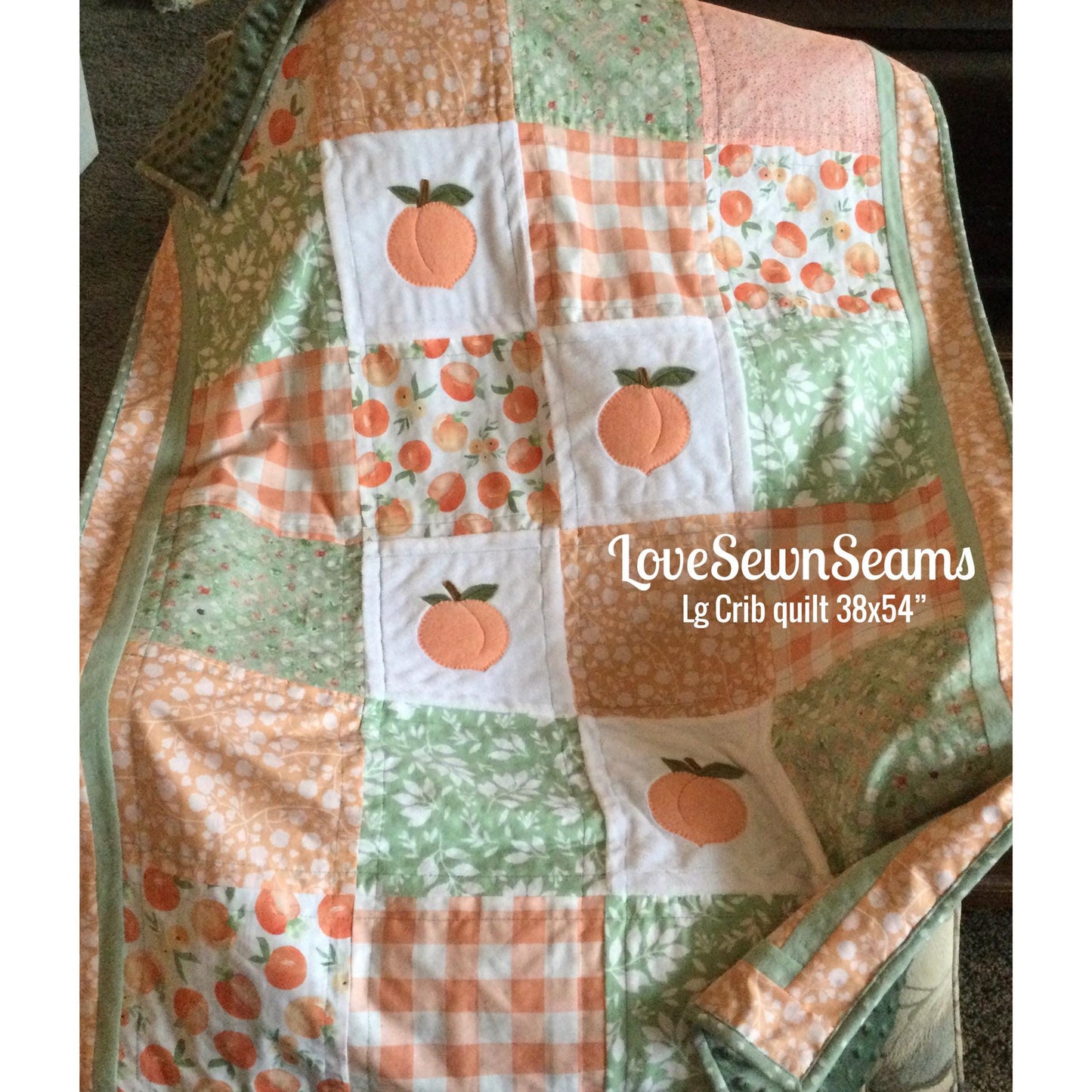 Peaches n Sage quilt/Peaches quilt/Peach quilt/Peaches n cream quilt/Peach fruit