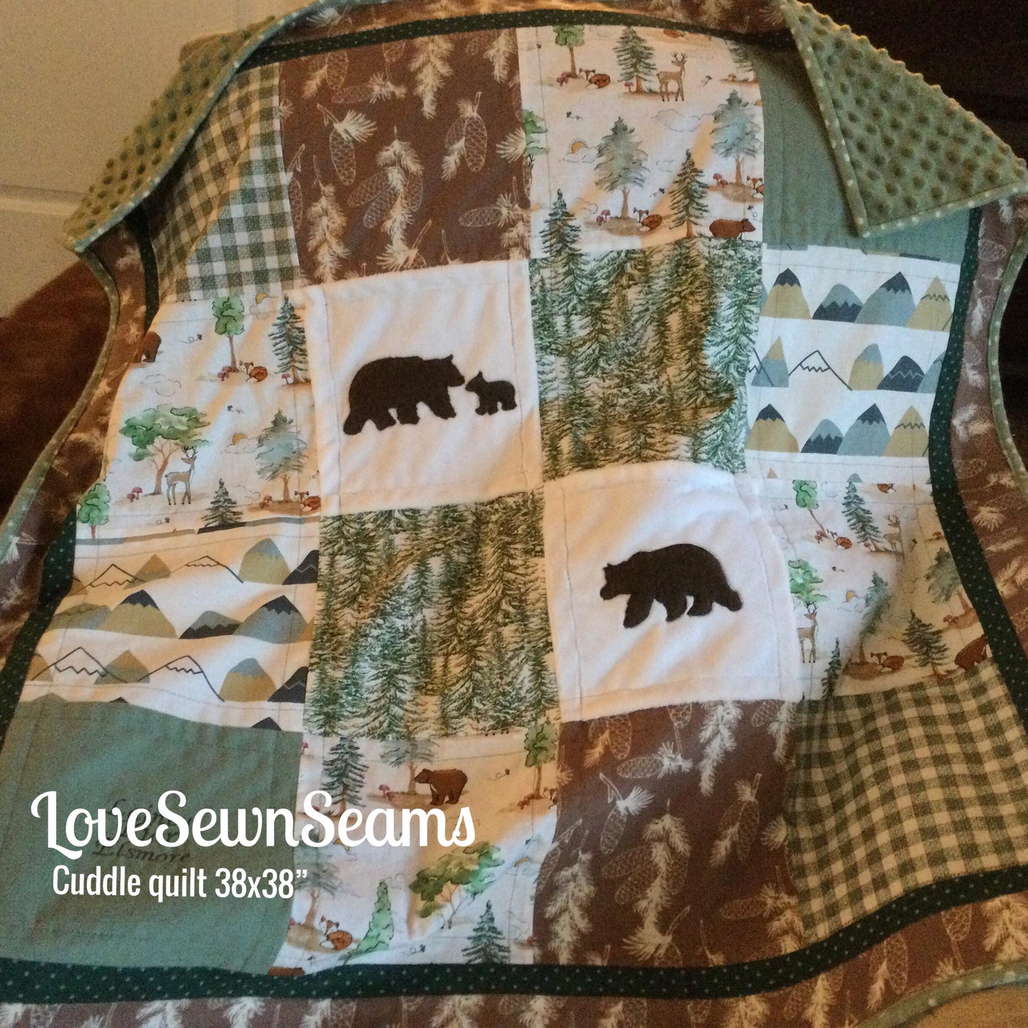 Sage & Pine quilt/Nature Quilt/Made to order/Lodge quilt/Woodland quilt