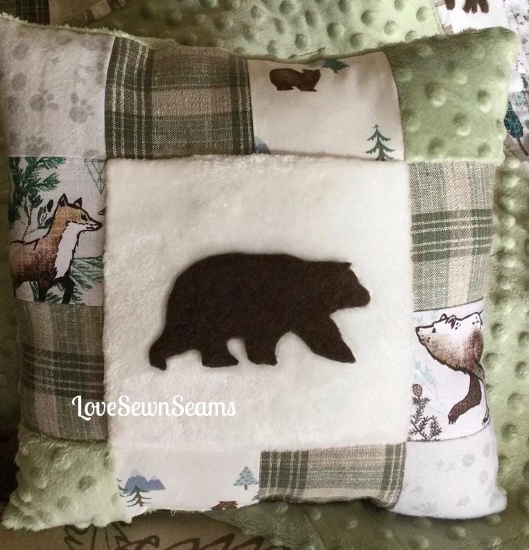 Bear quilt/Woodland quilt/Wilderness Quilt/Rustic quilt/Lodge/Appliqué quilt/Northwoods quilt/Hunter quilt/handmade quilt