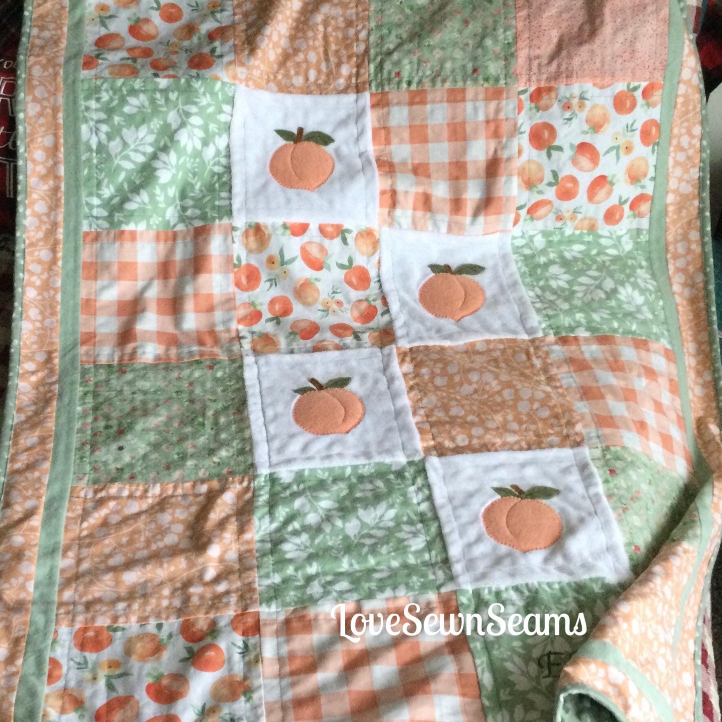 Peaches n Sage quilt/Peaches quilt/Peach quilt/Peaches n cream quilt/Peach fruit
