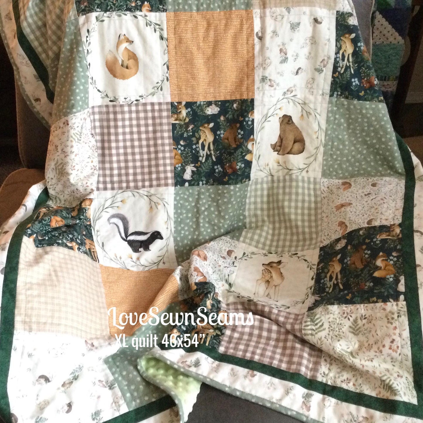 LITTLE Fawn and friends Quilt/Forest Friends/Woodland quilt/Handmade in USA/Baby quilt/Select your animals