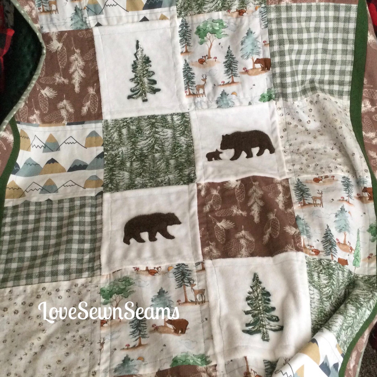 Sage & Pine quilt/Nature Quilt/Made to order/Lodge quilt/Woodland quilt