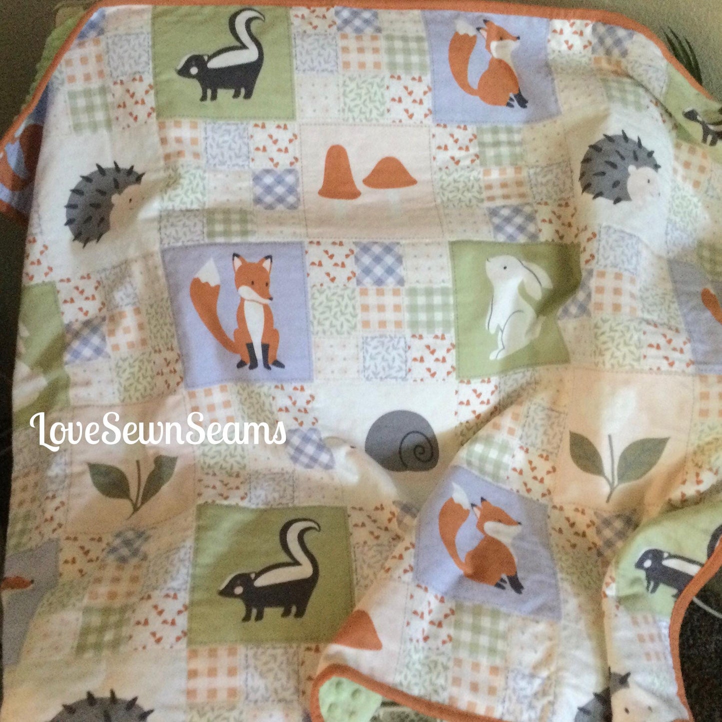 Fox quilt/Woodland quilt/Flannel and Minky quilt/Nature quilt