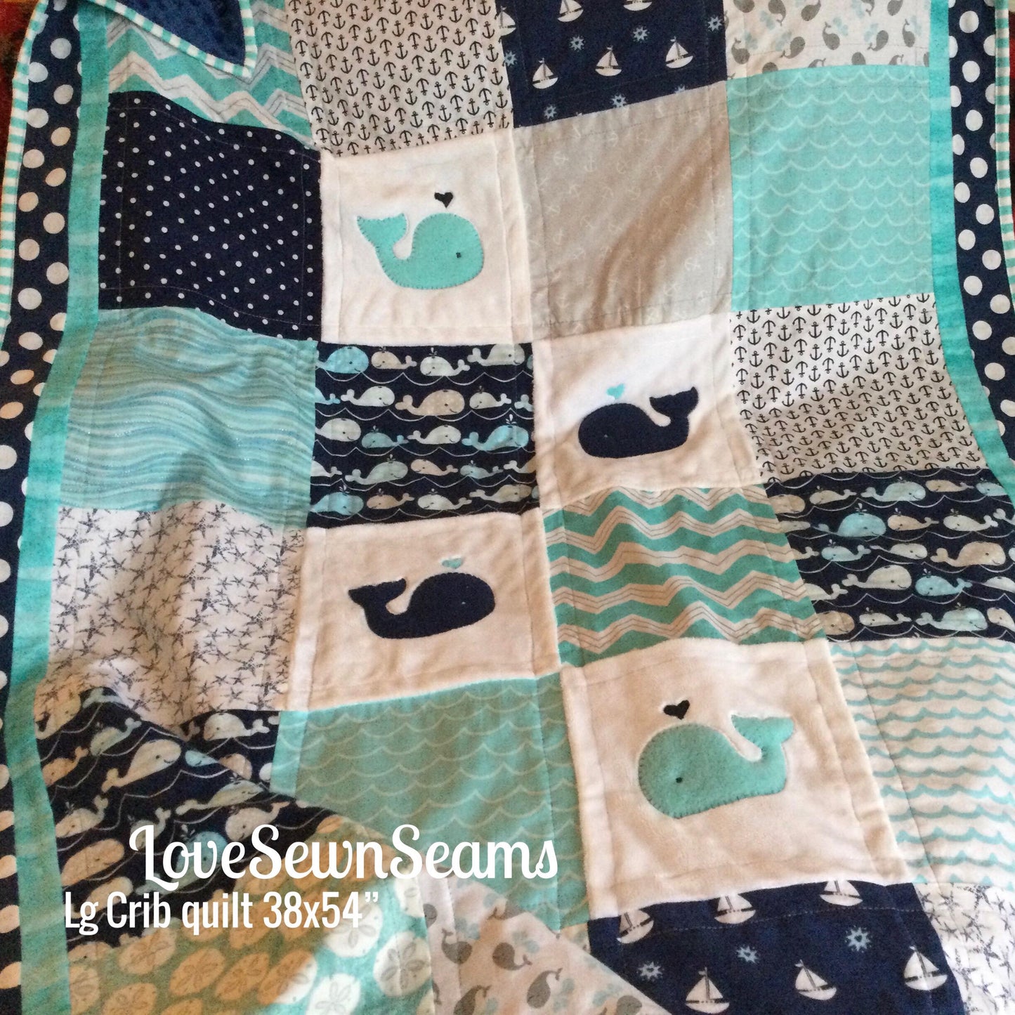 COASTAL Baby Quilt/Whale baby Quilt/Modern baby quilt