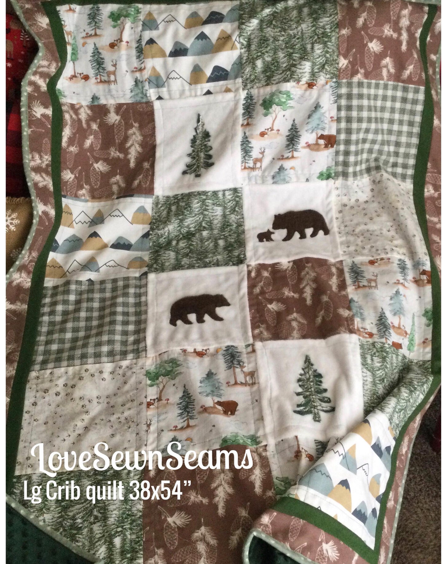 Sage & Pine quilt/Nature Quilt/Made to order/Lodge quilt/Woodland quilt