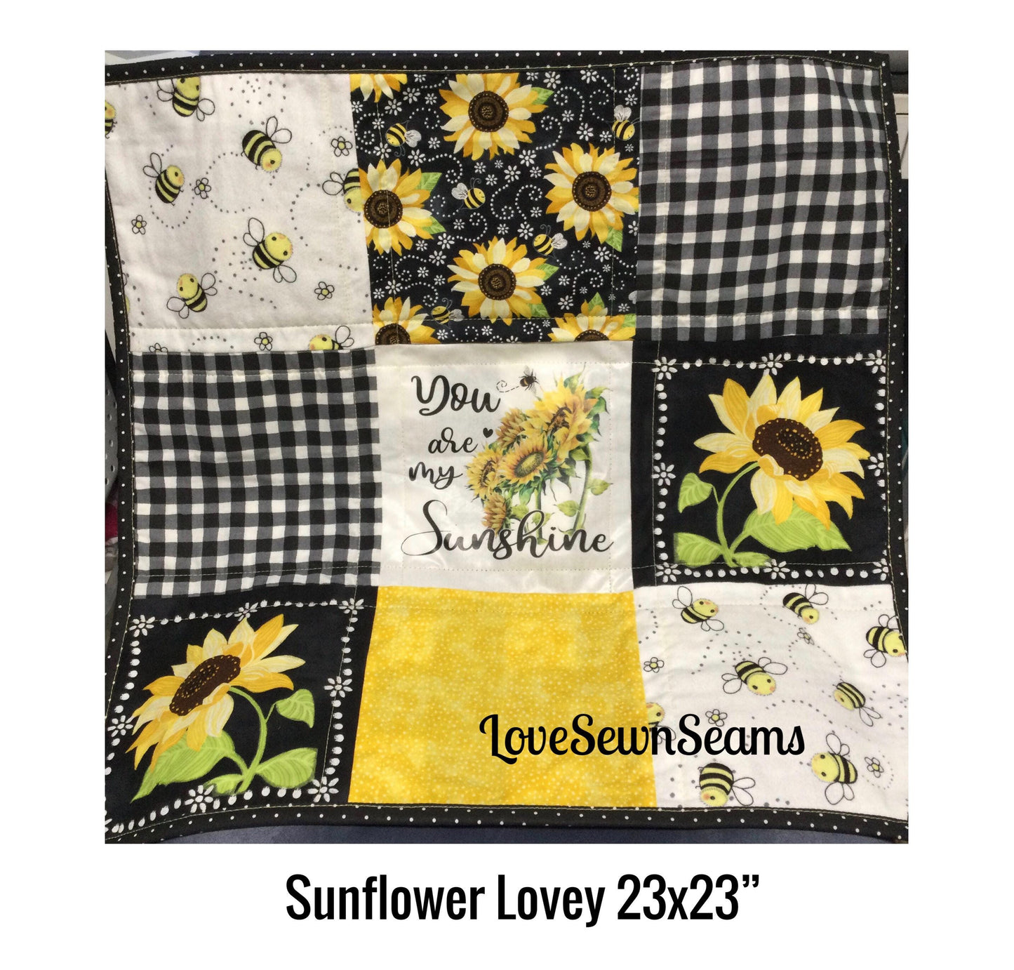 You are my sunshine quilt/Sunshine quilt/sunflower quilt/You are my sunshine lovey/Bee quilt/sunshine lovey/modern baby quilt