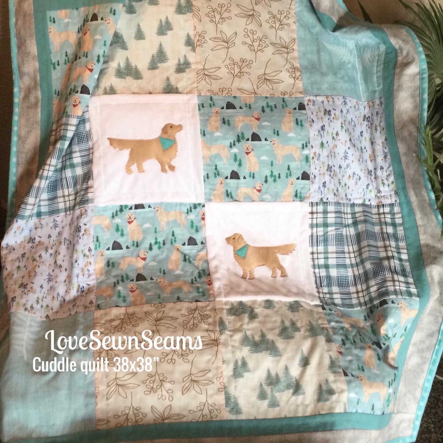 Golden Retriever quilt/Golden Retriever Lovey/Golden Retriever/Dog quilt/Outdoor Adventure quilt/Cannon Beach