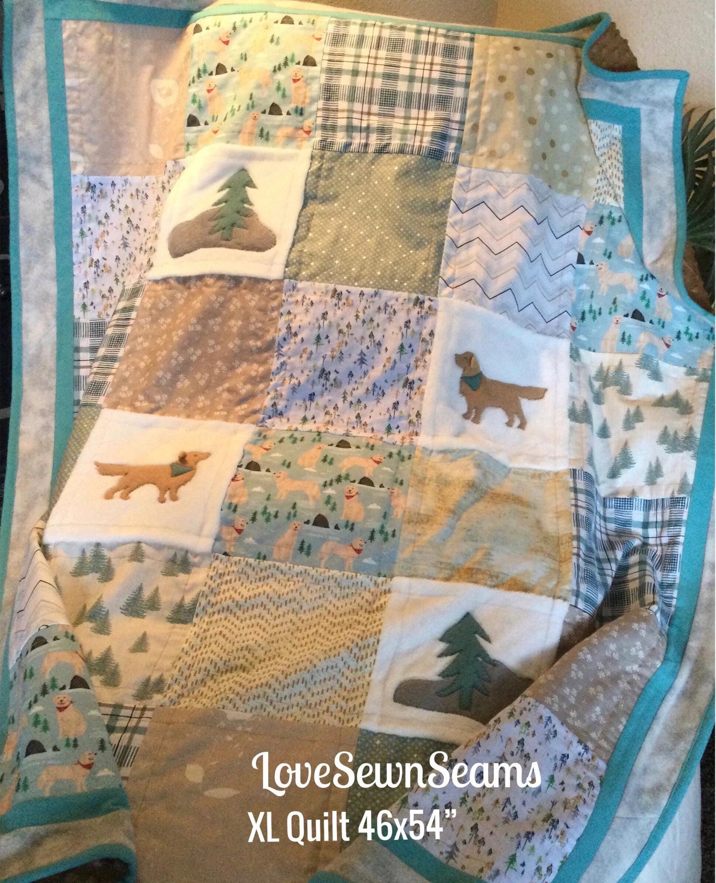 Golden Retriever quilt/Golden Retriever Lovey/Golden Retriever/Dog quilt/Outdoor Adventure quilt/Cannon Beach
