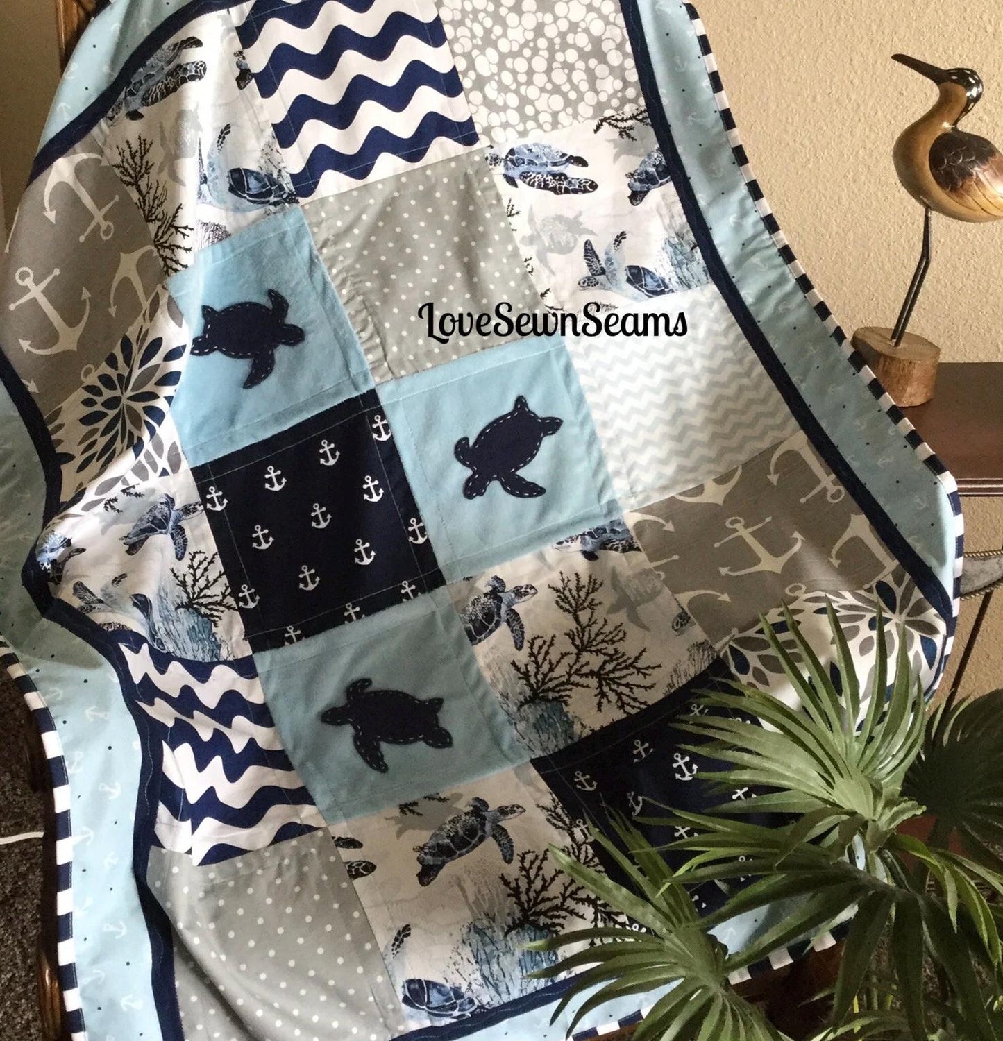 SEA TURTLE QUILT/Sea turtles/Ocean quilt/Handmade quilt