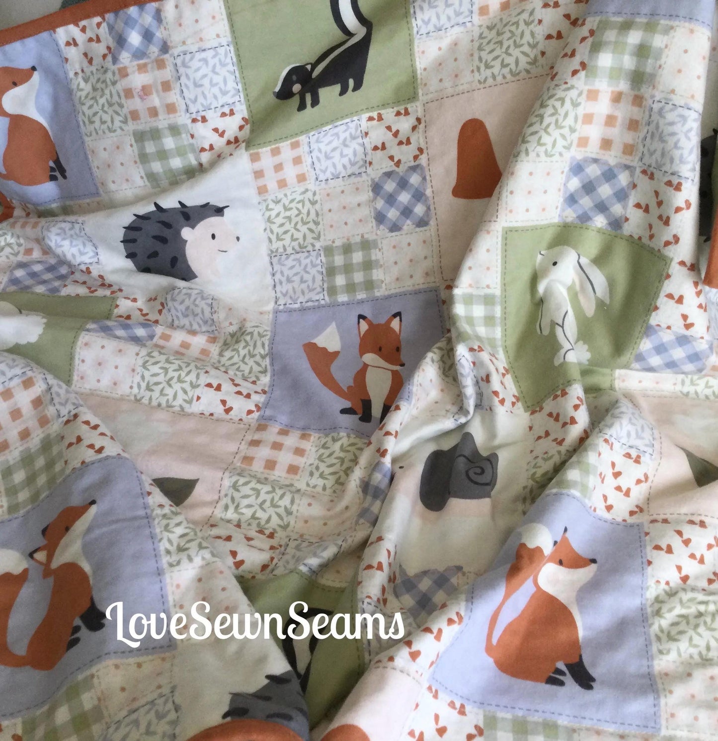Fox quilt/Woodland quilt/Flannel and Minky quilt/Nature quilt