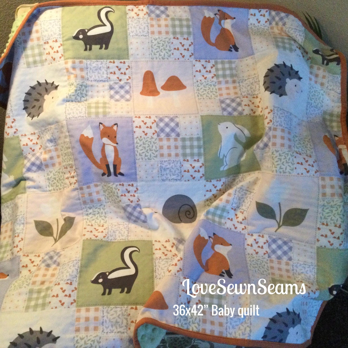 Fox quilt/Woodland quilt/Flannel and Minky quilt/Nature quilt