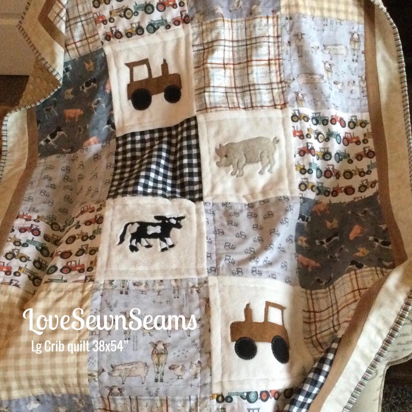 Farm life quilt/Handmade in USA/Farm Animals/Tractor quilt/Farming quilt/Barnyard animals/Crib to King size