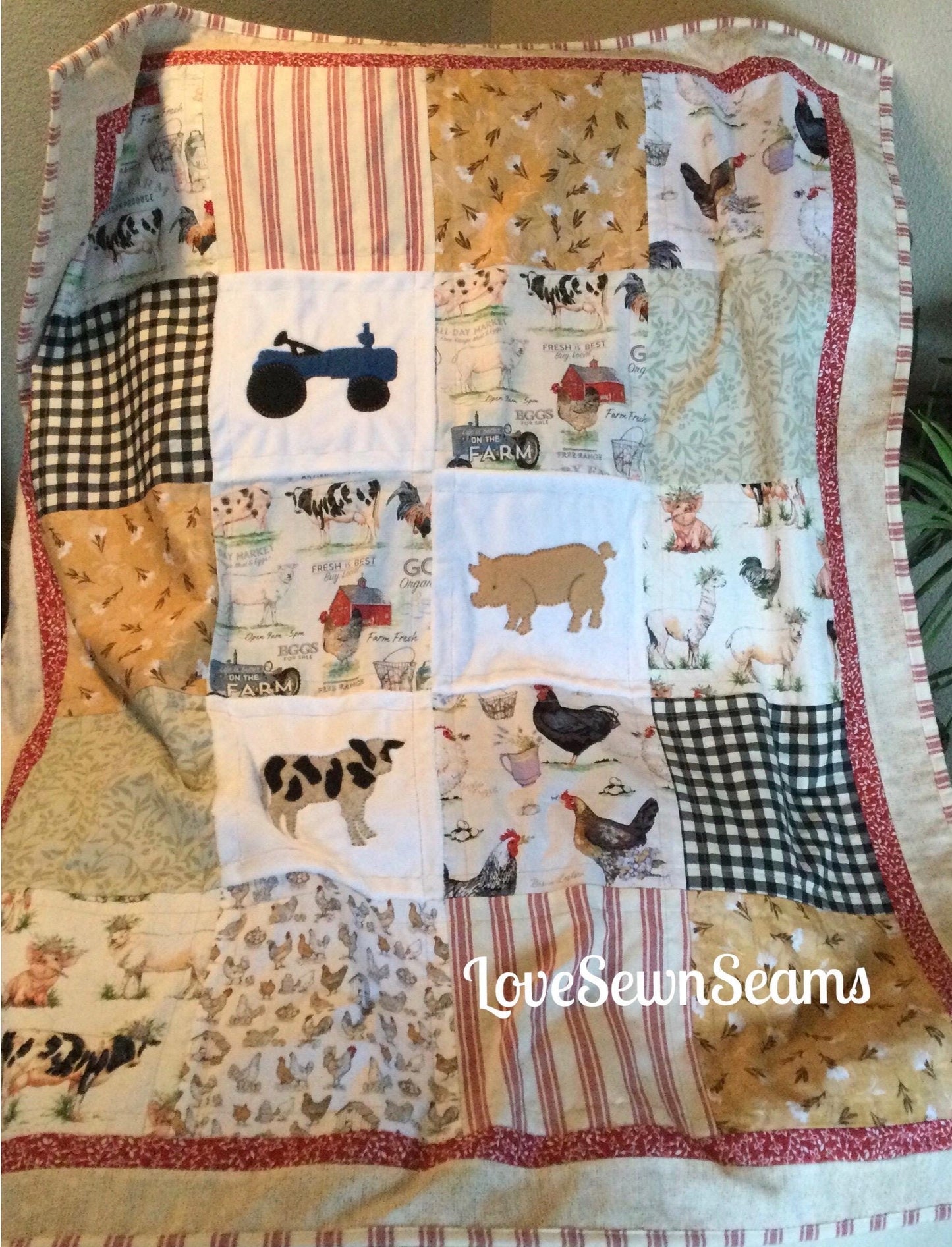 Farm life quilt/Handmade in USA/Farm Animals/Tractor quilt/Farming quilt/Barnyard animals/Crib to King size