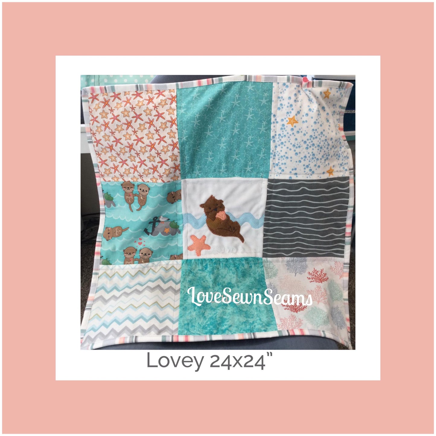 Sea Otter quilt/Lovey/Sea otter/baby quilt