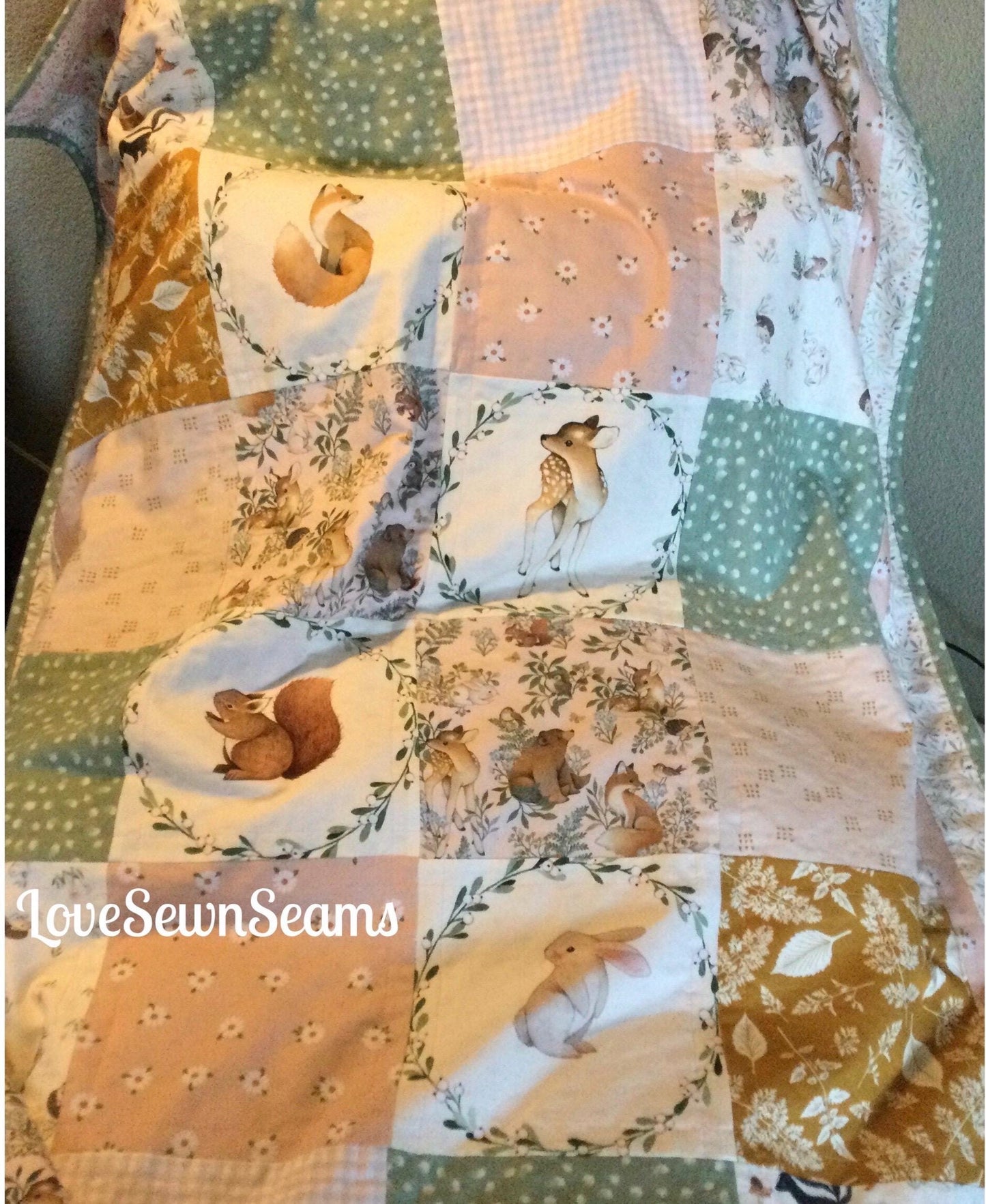 LITTLE Fawn and friends Quilt/Forest Friends/Woodland quilt/Handmade in USA/Baby quilt/Select your animals