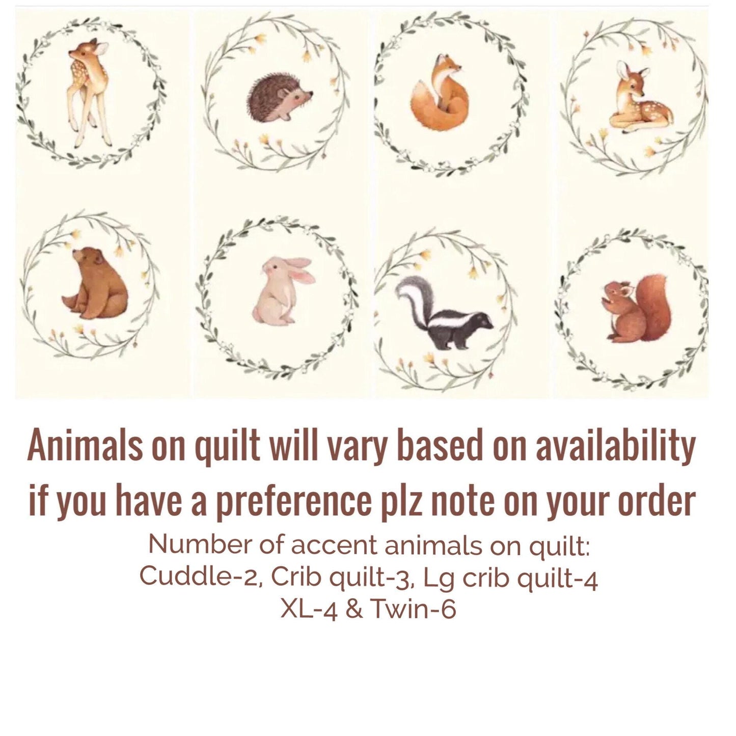 LITTLE Fawn and friends Quilt/Forest Friends/Woodland quilt/Handmade in USA/Baby quilt/Select your animals