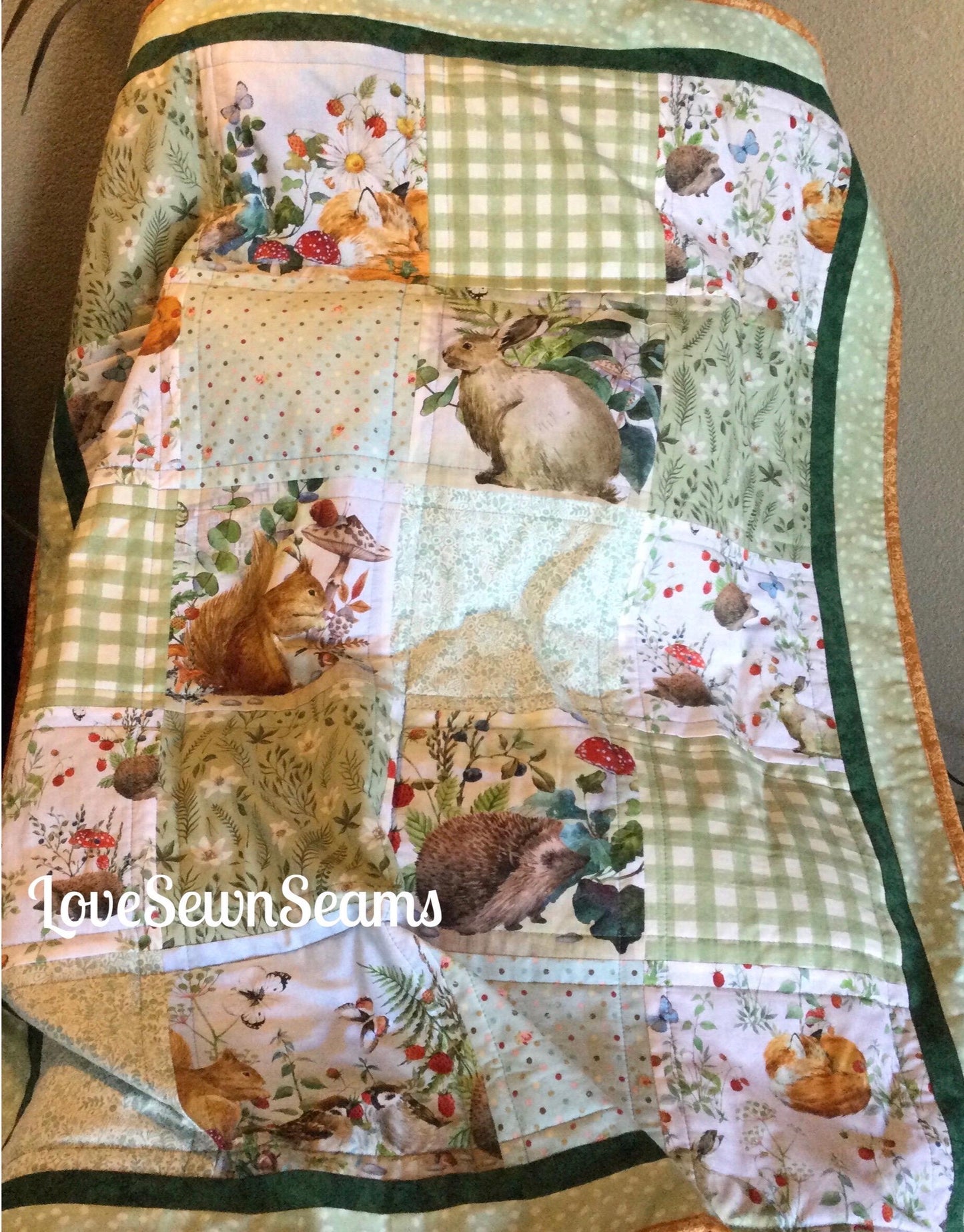 Forest Hollow Quilt*Woodland friends quilt~Woodland quilt~Handmade in USA~Baby quilt