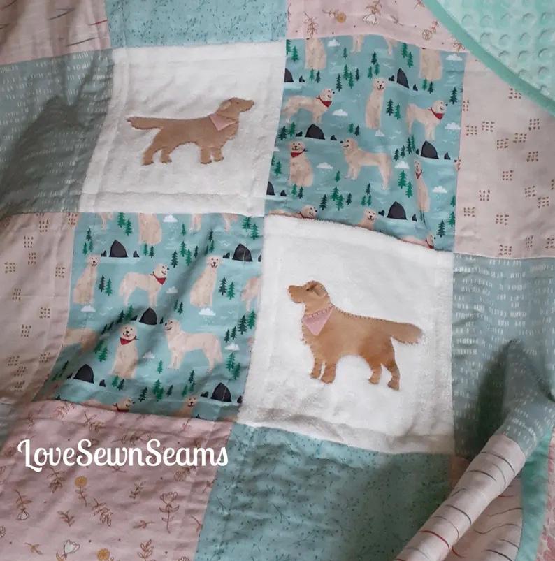 Golden Retriever quilt/Handmade in USA/Best friend quilt