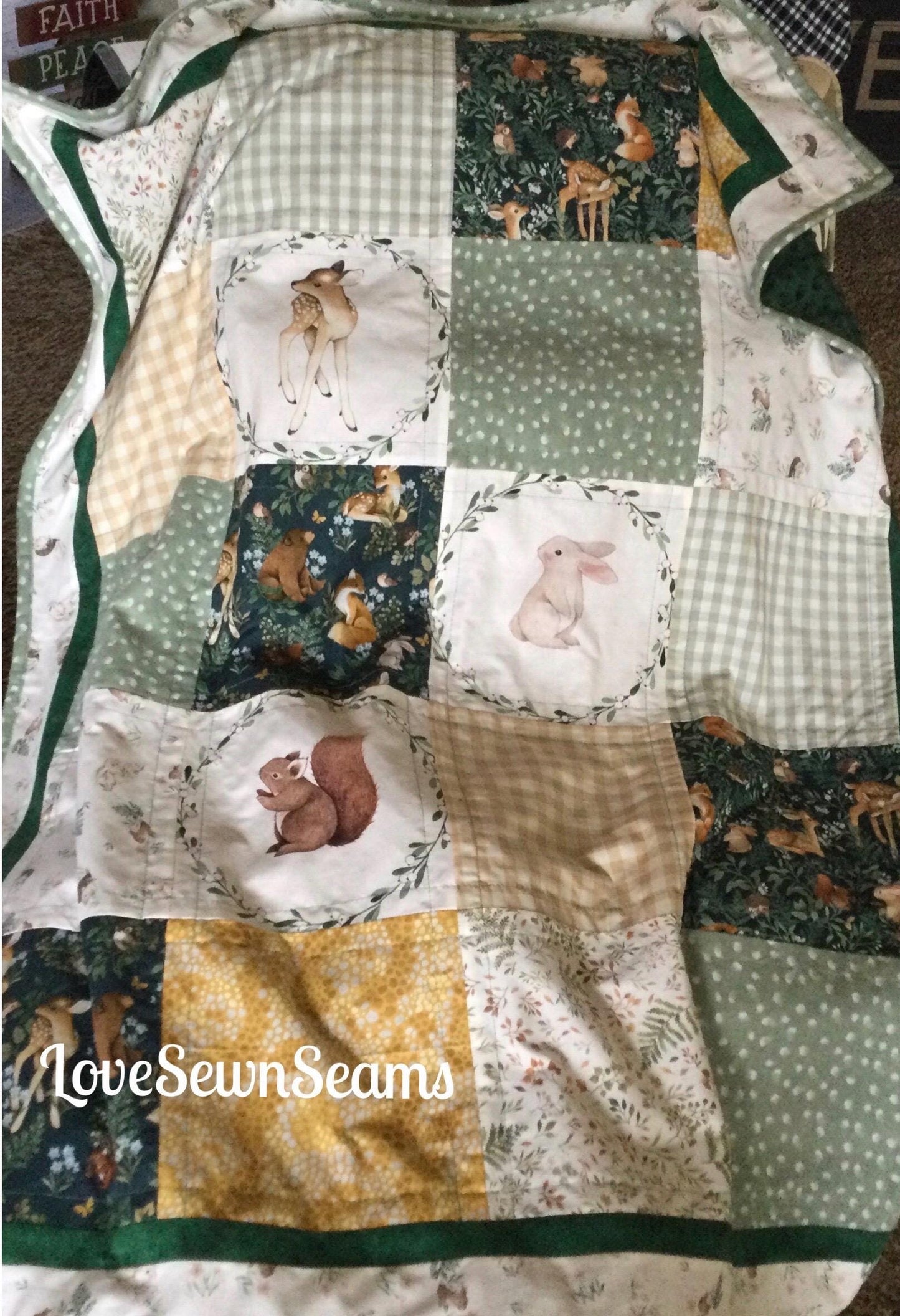 LITTLE Fawn and friends Quilt/Forest Friends/Woodland quilt/Handmade in USA/Baby quilt/Select your animals
