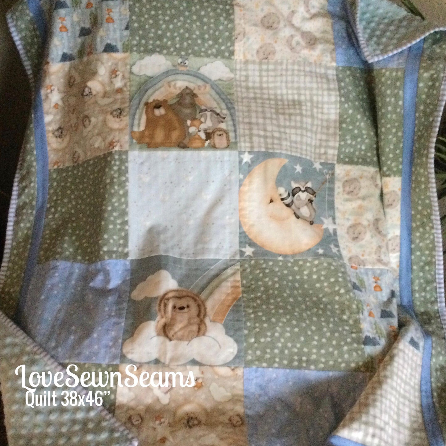 Woodland quilt/Forest Friends quilt/Moose quilt/Moon quilt/Dream Big