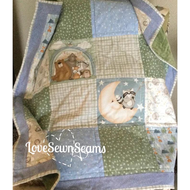 Woodland quilt/Forest Friends quilt/Moose quilt/Moon quilt/Dream Big