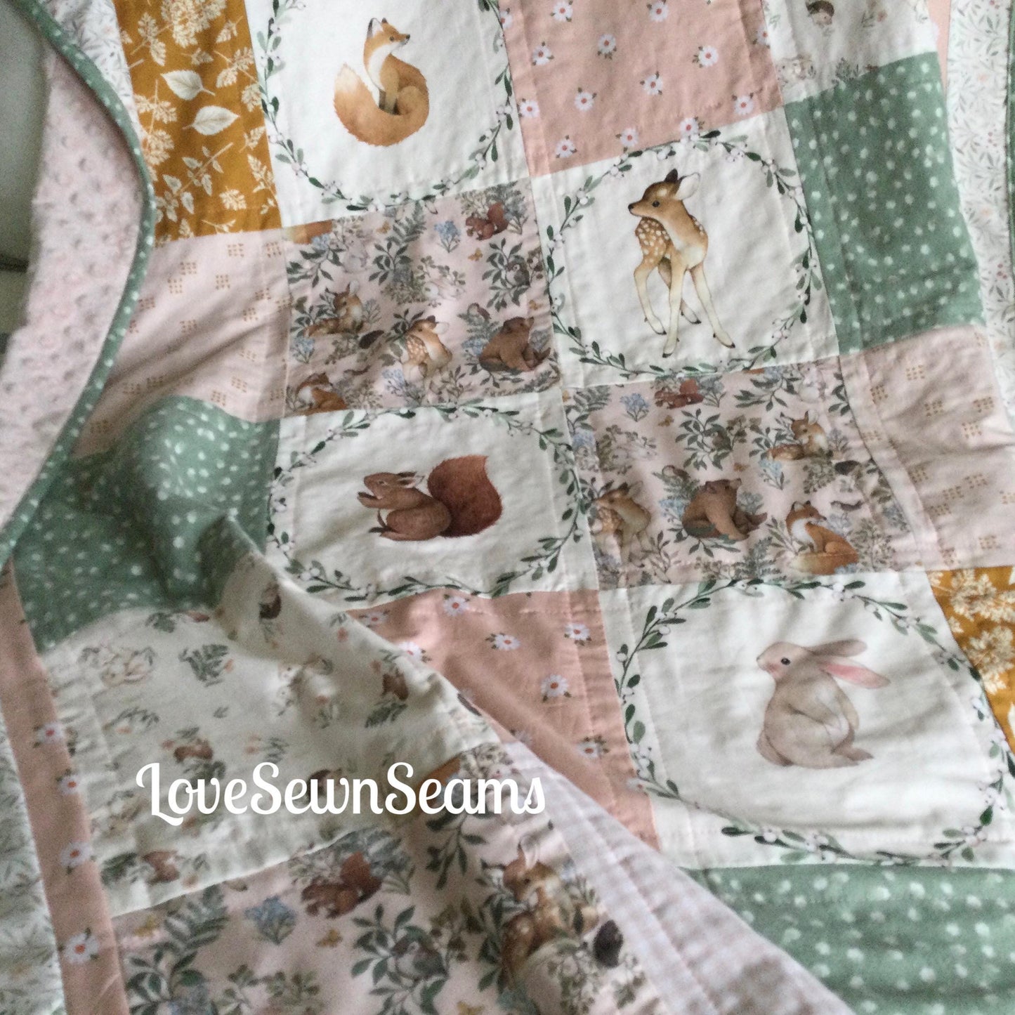 LITTLE Fawn and friends Quilt/Forest Friends/Woodland quilt/Handmade in USA/Baby quilt/Select your animals