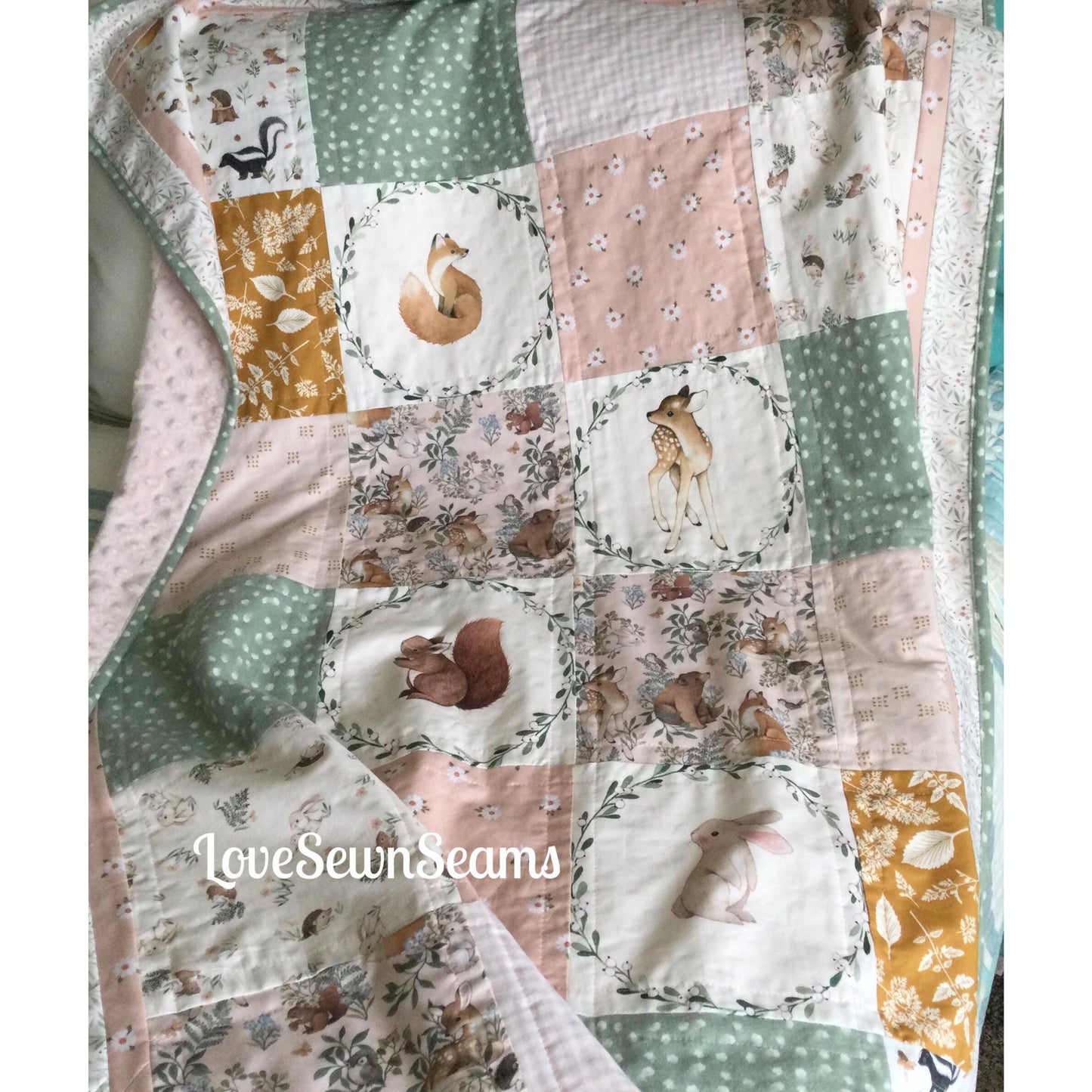 LITTLE Fawn and friends Quilt/Forest Friends/Woodland quilt/Handmade in USA/Baby quilt/Select your animals
