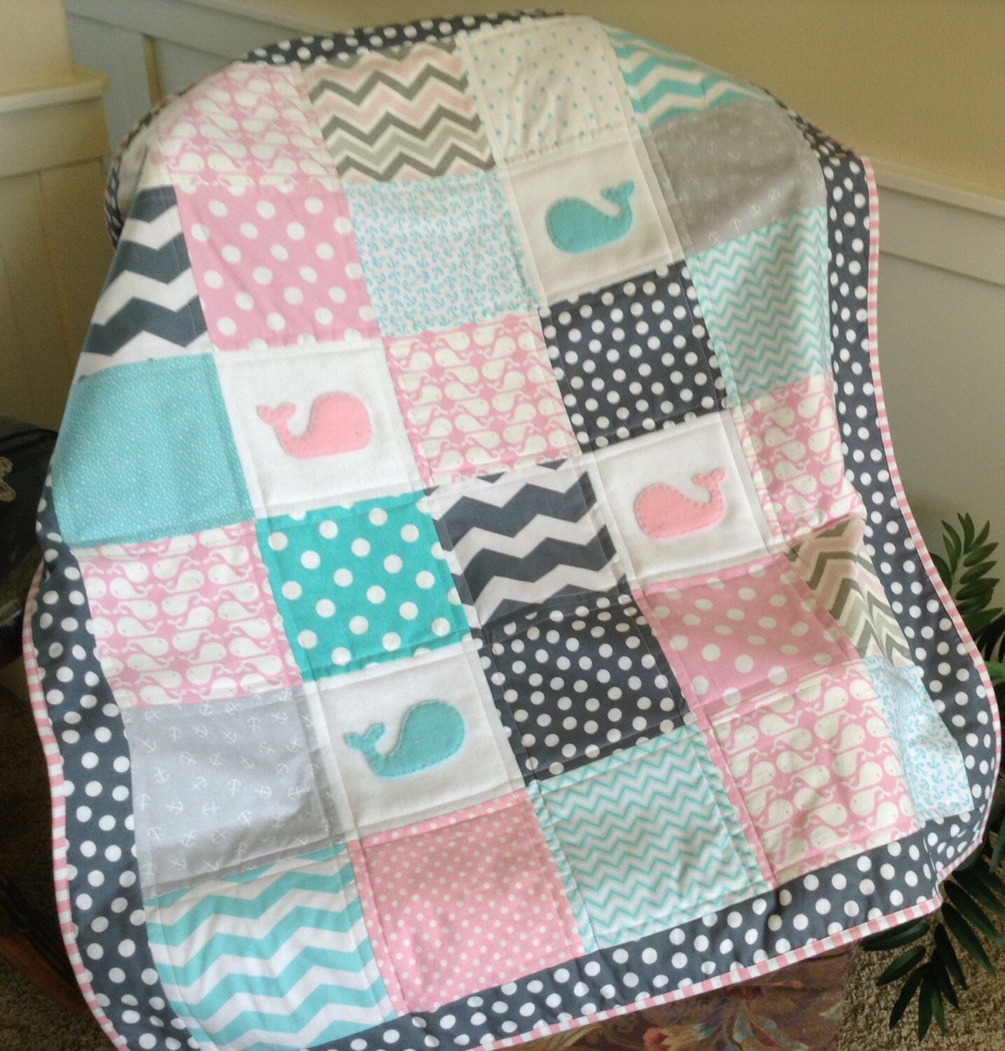 Nautical quilt/Nautical baby quilt/Modern baby quilt/Made to order