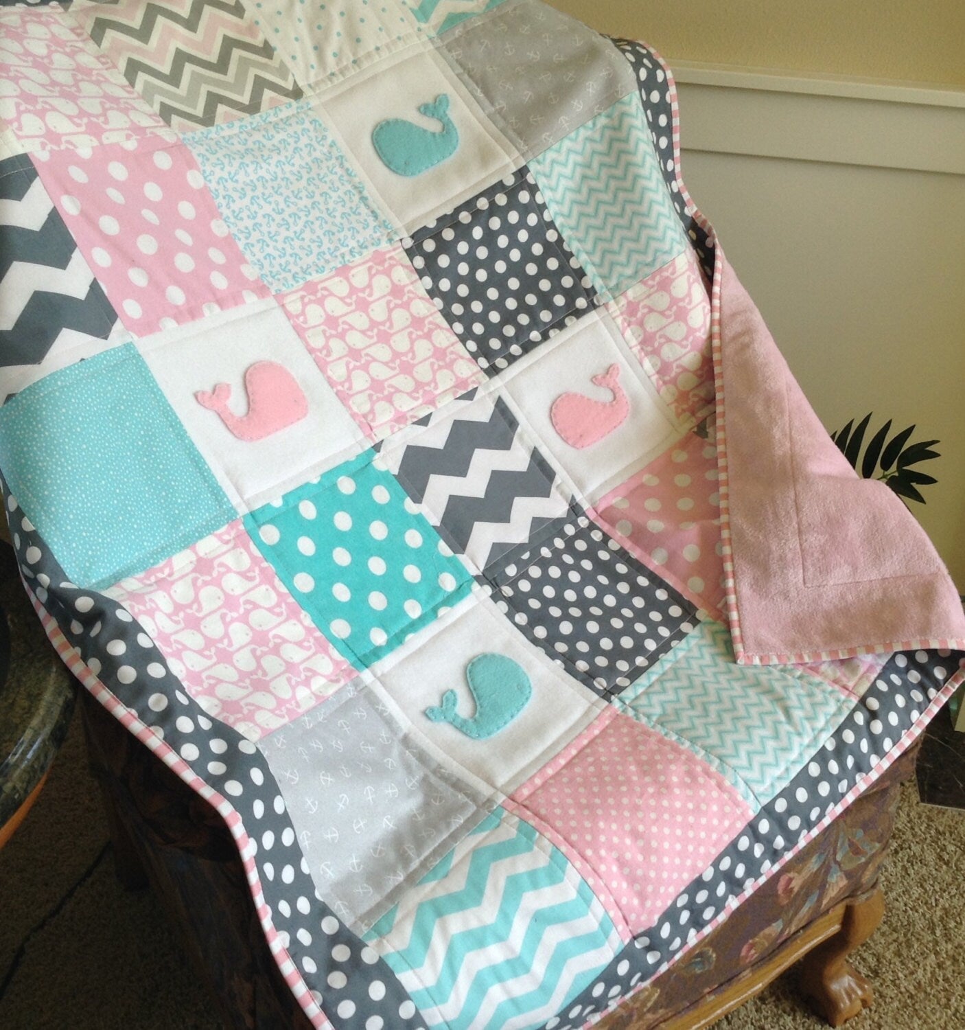 Nautical quilt/Nautical baby quilt/Modern baby quilt/Made to order