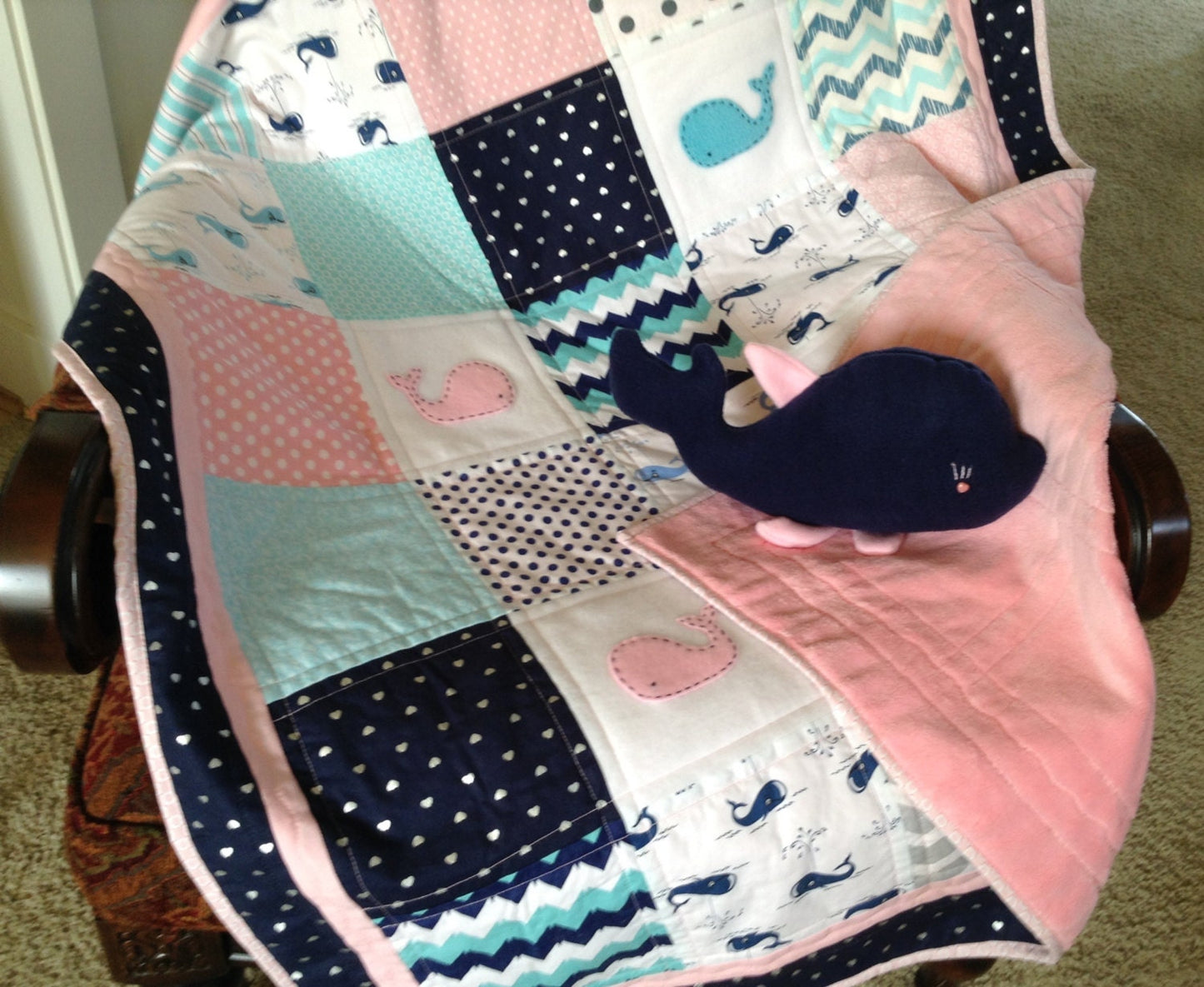 Nautical Quilt/Coastal theme/Girls Nautical (pillow sold SEPERATELY)