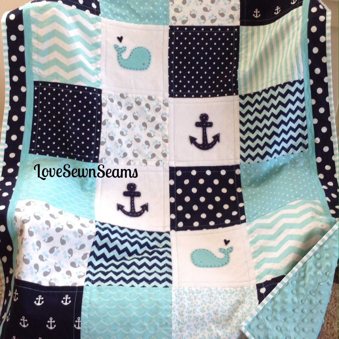 Nautical Crib quilt/COASTAL Quilt/Baby quilt/Nautical Baby Blanket/Nautical Crib bedding/Whale baby quilt