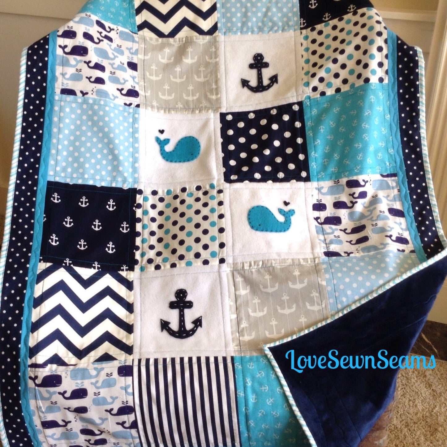 MADE TO ORDER/Modern baby quilt/Nautical baby quilt/Childs Nautical quilt/Comfort quilt/Handmade quilt