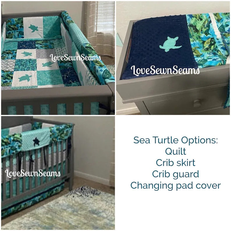 Sea turtle quilt/Sea turtle nursery/Sea turtles/Made to order/Handmade quilt and more