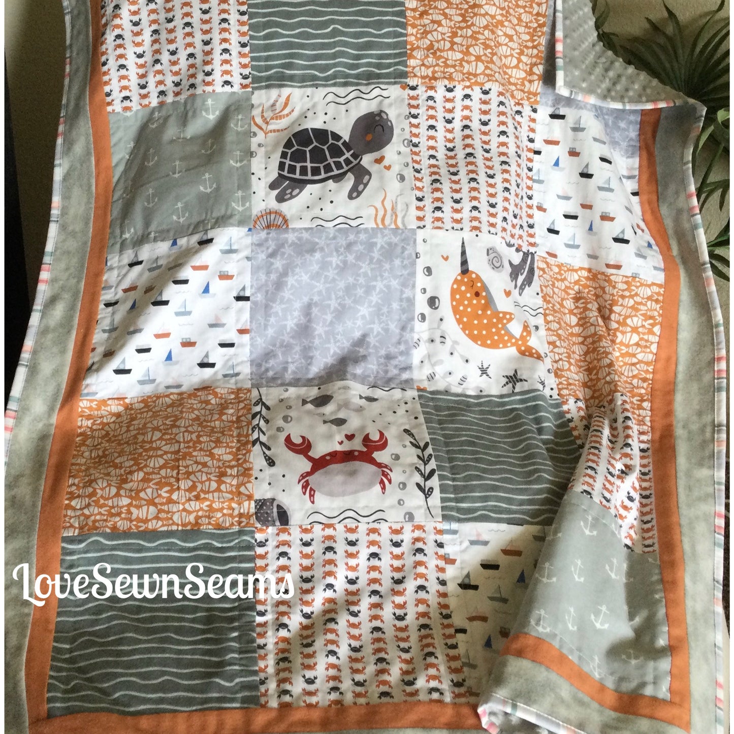 Sea Life Quilt/Sea Turtle quilt/Made to order/Water Babies quilt