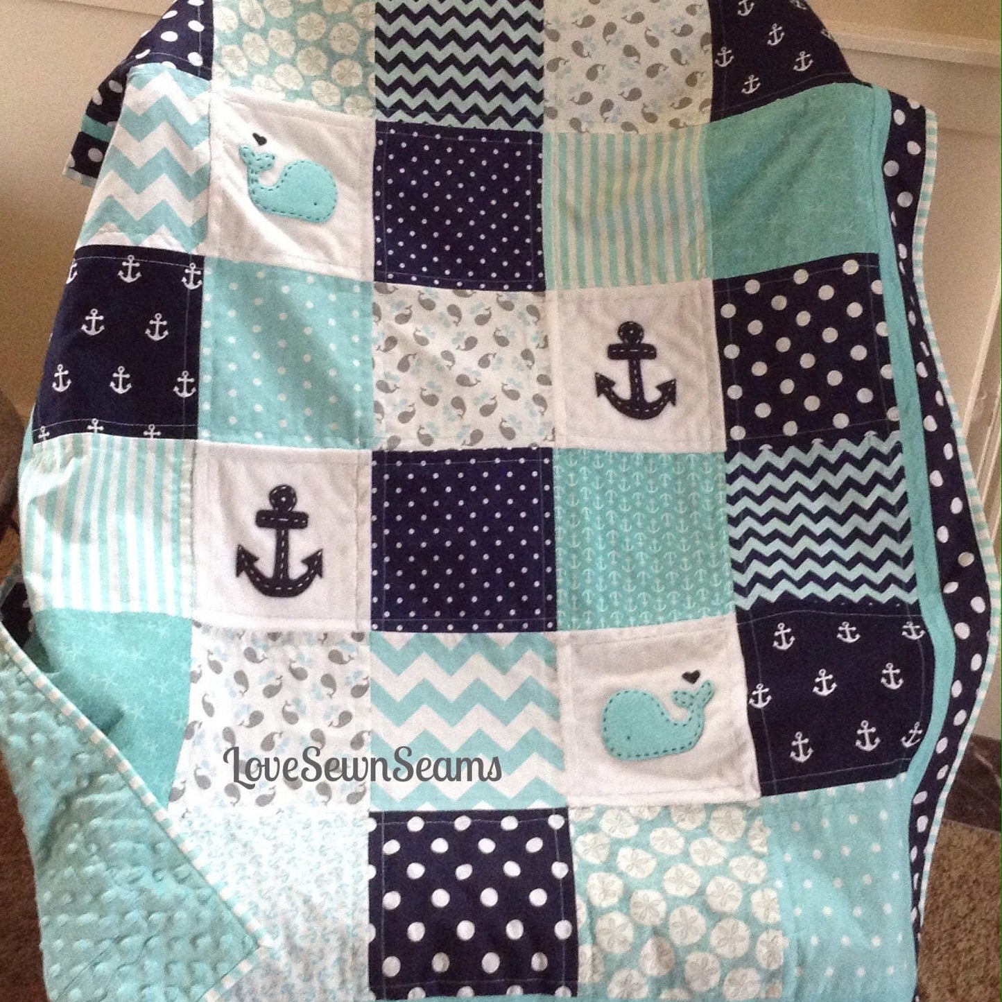 Nautical Baby quilt/Coastal quilt/MADE TO ORDER/Handmade baby quilt/Nautical Baby blanket/Nautical Crib bedding