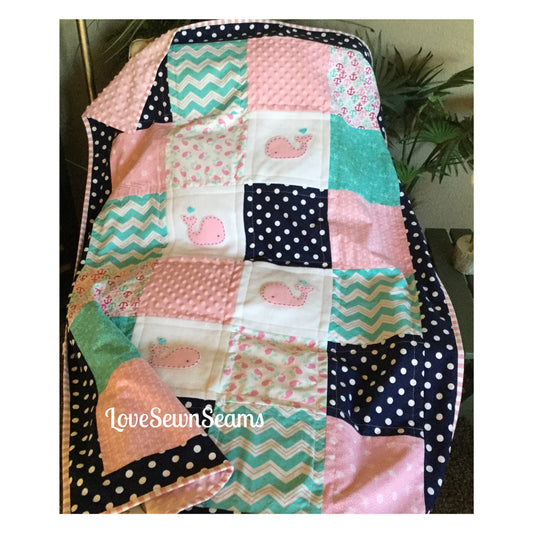 NAUTICAL baby quilt/Baby quilt/Nautical quilt/Baby girl quilt/Nautical Lovey/Lovey
