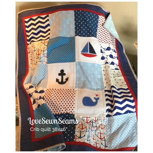 Perfect gift/Nautical Baby Quilt/Baby quilt/Handmade in USA Baby quilt/Cuddle quilt/Swaddle quilt