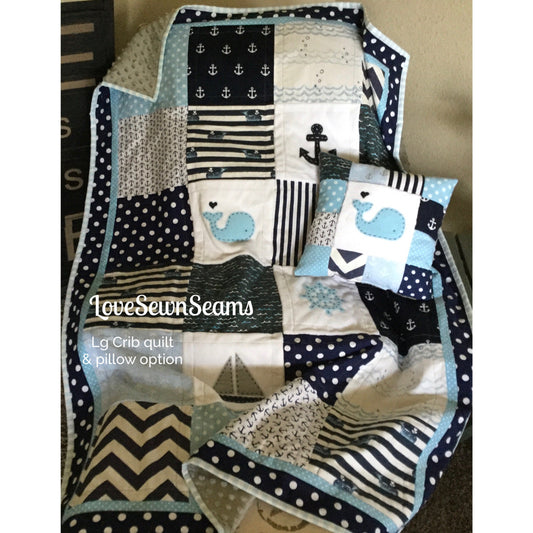 MADE TO ORDER/Nautical Quilt/Modern baby quilt/Appliqued quilt/Sailboat quilt/Coastal quilt