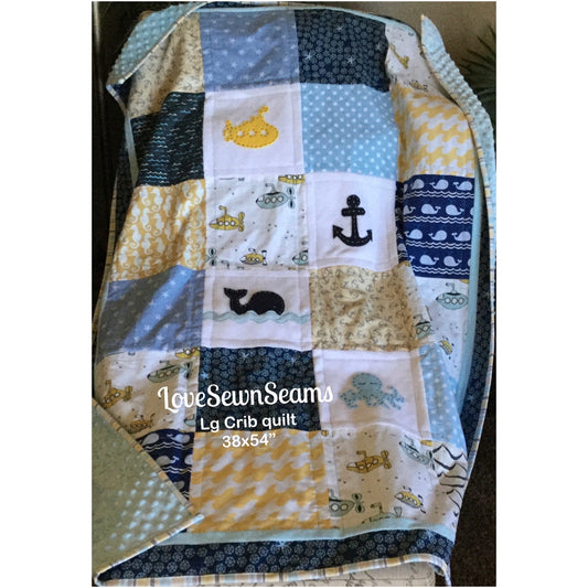 Nautical quilt/Coastal quilt/Baby quilt/submarine quilt