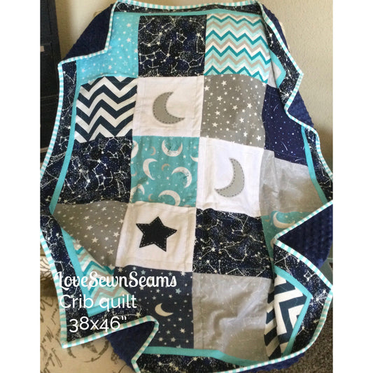 MADE to ORDER/Celestial quilt/CONSTELLATION Quilt/Galaxy quilt/Star quilt/Moon quilt/Heavens quilt