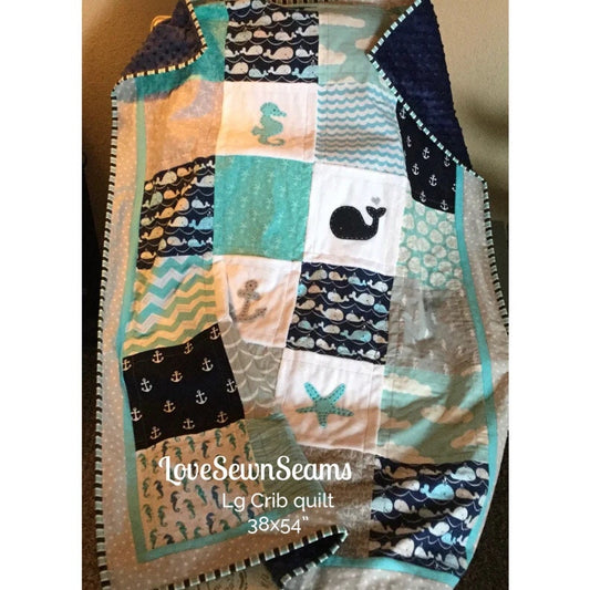 MADE TO ORDER/Baby quilt/Nautical Baby Quilt/Coastal quilt/Ocean quilt/Nautical baby bedding/Nautical Crib skirt