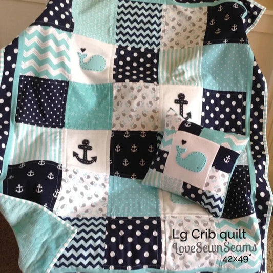 Nautical Baby quilt/HANDMADE/Modern baby Quilt/Coastal quilt